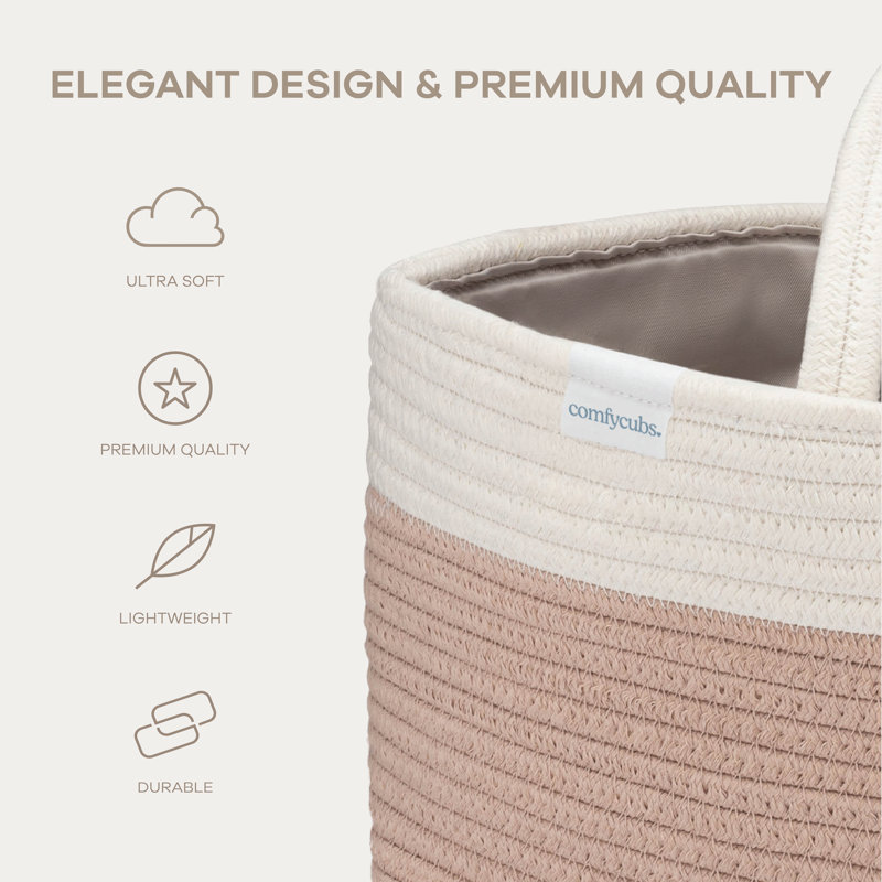Comfy Cubs Diaper Caddy Organizer - Storage Bin and Car Travel Basket - Tote Bag with Dividers, Blush