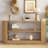 Contemporary Oval Console Table with Ribbed Sides and Two Spacious Open Shelves-788461171