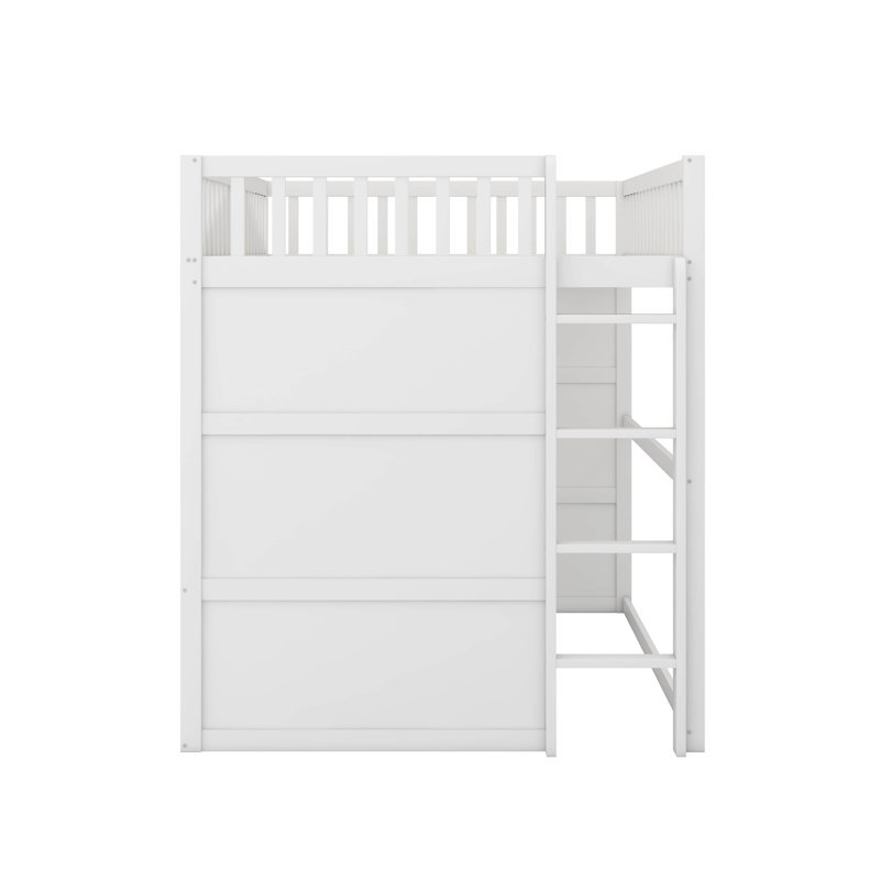 Lit mezzanine double avec échelle, Blanc