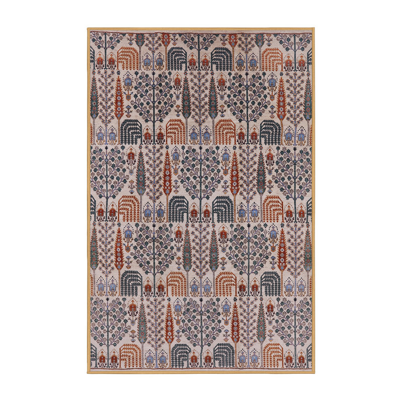Tapis rouge / gris Southwestern, Rectangle 5 pi x 7 pi