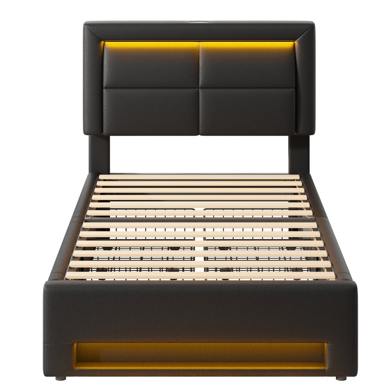 Dawsyn Upholstered Ottoman Storage Bed, European Single (90 x 200cm), Black