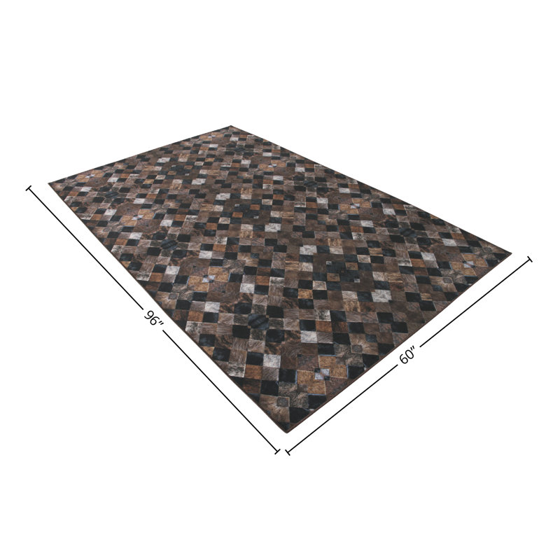 Faux Cowhide Digital Printedpatchwork Heirloom Frescoes Contemporary Indoor Area Rug Cotton Canvas Backing (4'' X 6'')