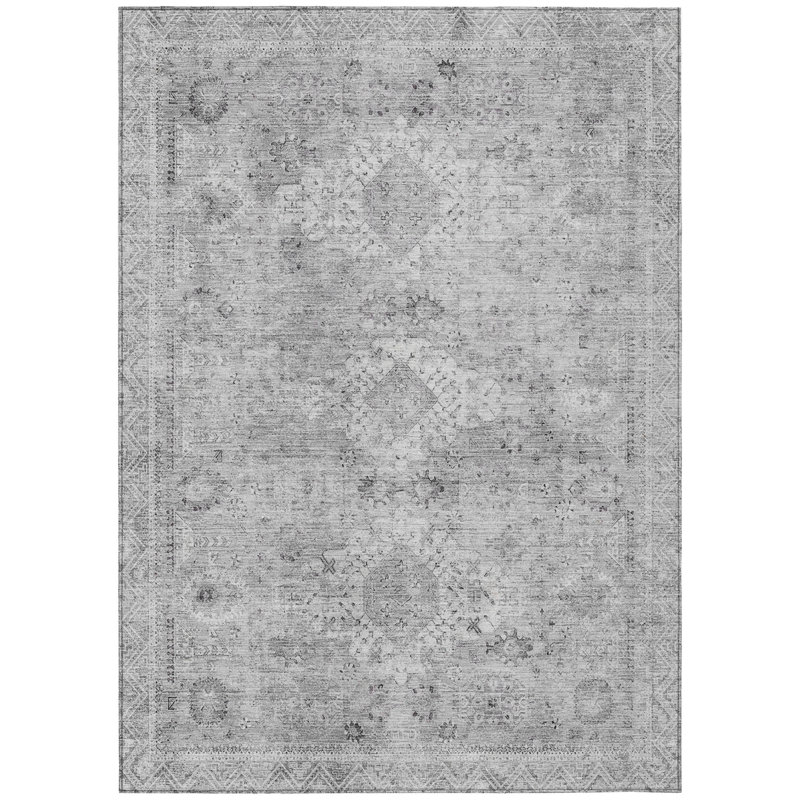Machine Washable Indoor/Outdoor Chantille ACN2809 Global Rug, Silver, 10' x 14'