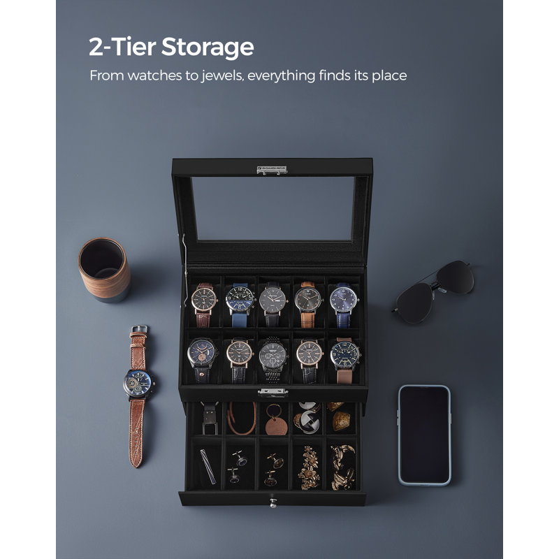 Medium Density Fibreboard Watch Box +, Black