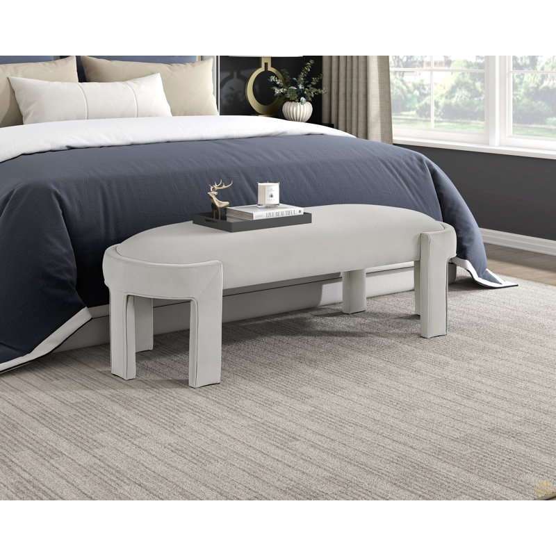 Banc en tissu de velours rembourré avec siège rembourré en mousse, Taupe