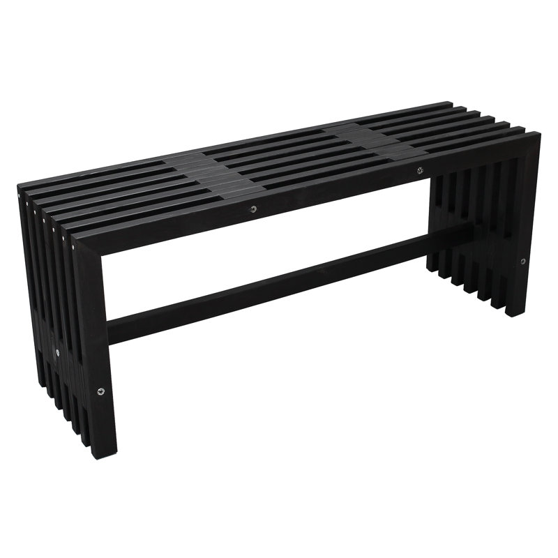Arlinna Solid Wood Pine Outdoor Bench, Dark Coffee