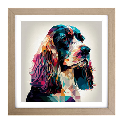 Cocker Spaniel Constructivism - Single Picture Frame Print on Wood