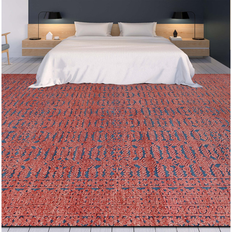 Wool Geometric Area Rug in Charcoal, Rectangle 8' x 10'