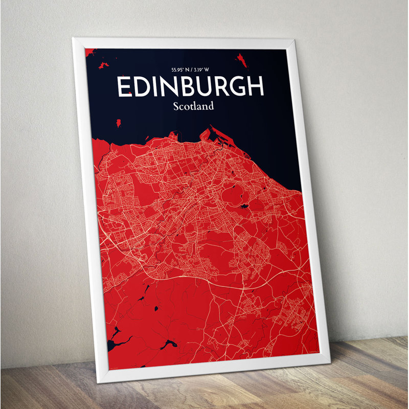Edinburgh City Map - No Frame Print, 91.4cm H x 61cm W x 0.13cm D