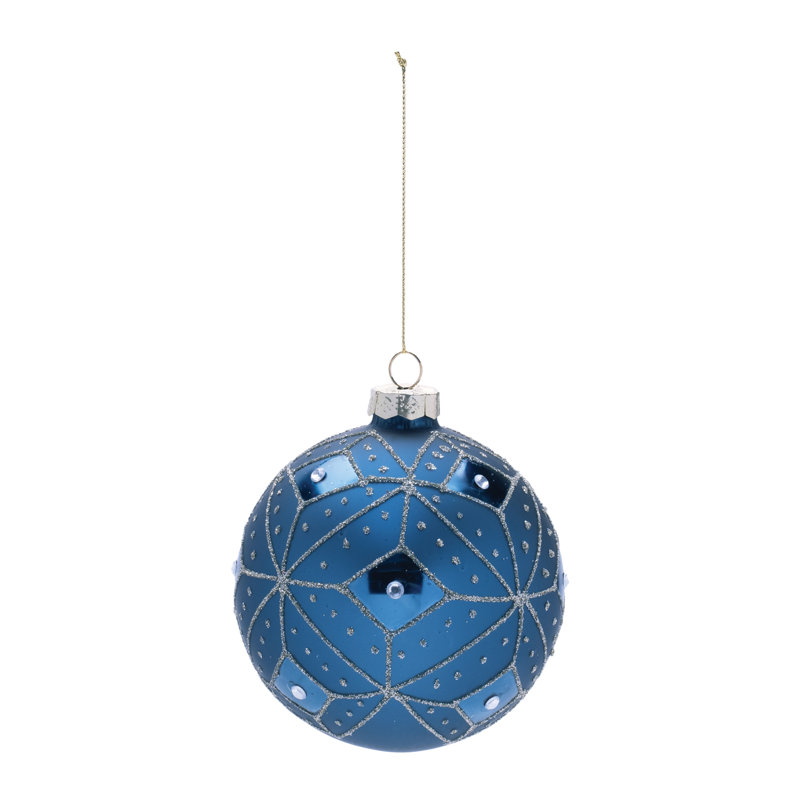 Ornement en forme de boule géométrique en verre scintillant (ensemble de 6)