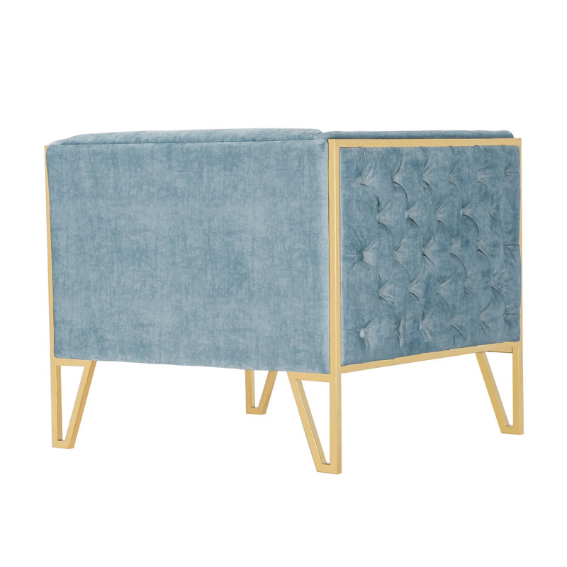 Lebel Velvet Armchair, Ocean Blue