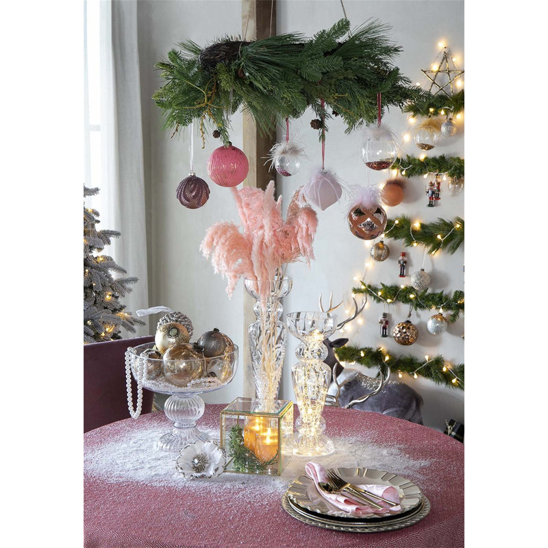 D3.9" Christmas Ball Ornaments, Glass Decorative Hanging Ball Christmas Tree Ornaments, Set of 6