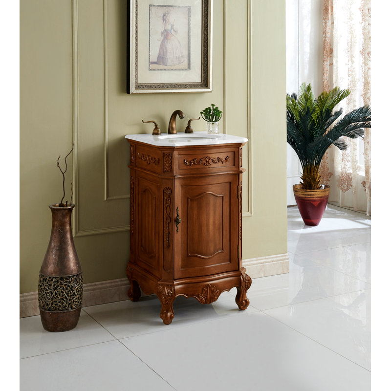 Ensemble de meuble-lavabo simple 21 po Lunette, Teck, Blanc Ivoire