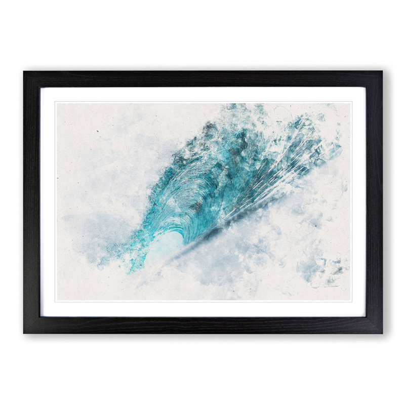 Curve of the Ocean Wave - Picture Frame Painting Print, 45cm H x 63cm W x 2cm D, Black Framed
