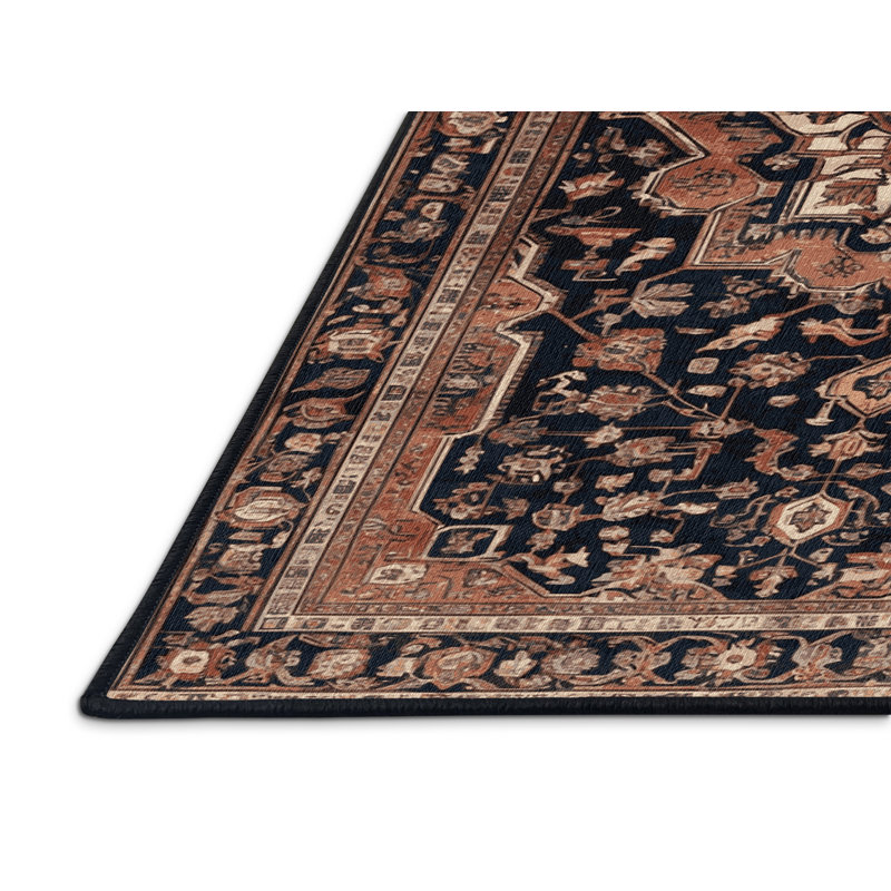 Tapis brun lavable à la machine, Rond 5 pi