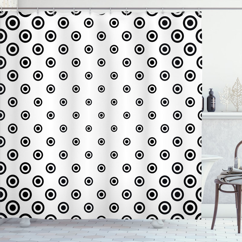 Geometric Shower Curtain with Hooks Included, 69" H x 70" W