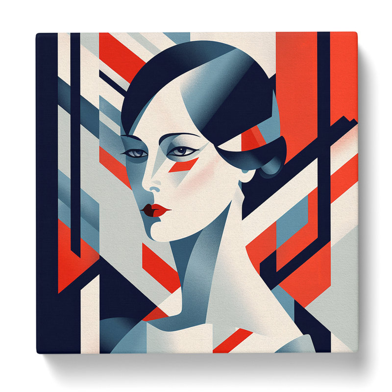 Art Deco Woman Bauhaus No.2 - Print, 35cm H x 35cm W x 3cm D