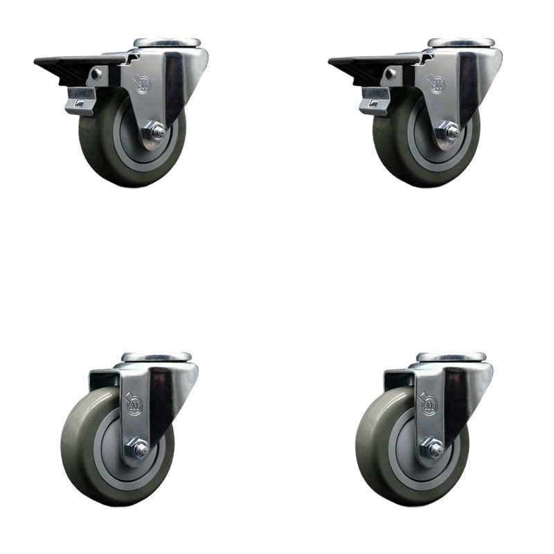 4-Piece Polyurethane Caster Set, Gray