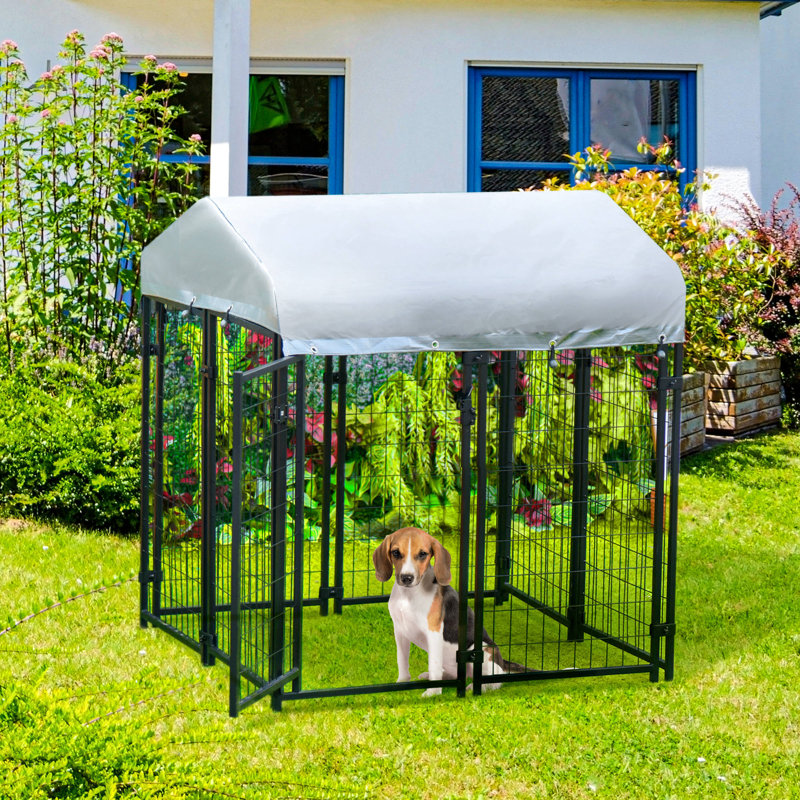 Galvanized Steel Outdoor Dog Kennel with UV-Resistant Roof