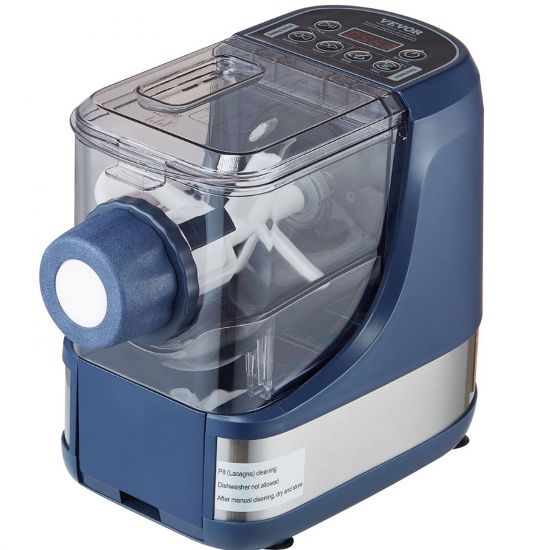 Machine à pâtes électrique, machine à nouilles automatique de 150 W avec 8 formes de pâtes, 4 modes intelligents, machine à pâtes d'une capacité de 500 g avec tasses à mesurer, brosse de nettoyage pour la cuisine domestique