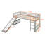 Lit mezzanine simple gris avec glissade et - Maximise l'espace de la chambre à coucher, utilisation polyvalente, structure en bois de pin, conception de structure stable, lattes solides, durabilité, ajout élégant