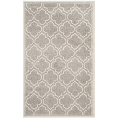 Tapis gris clair / ivoire à motif géométrique Ammundsen