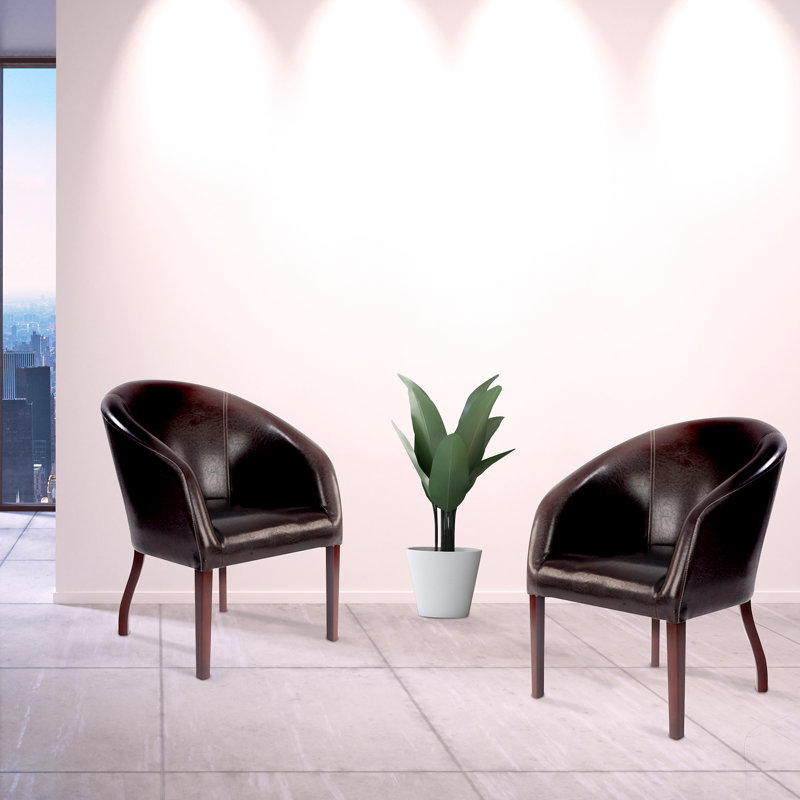 Faux Leather Barrel Chair
