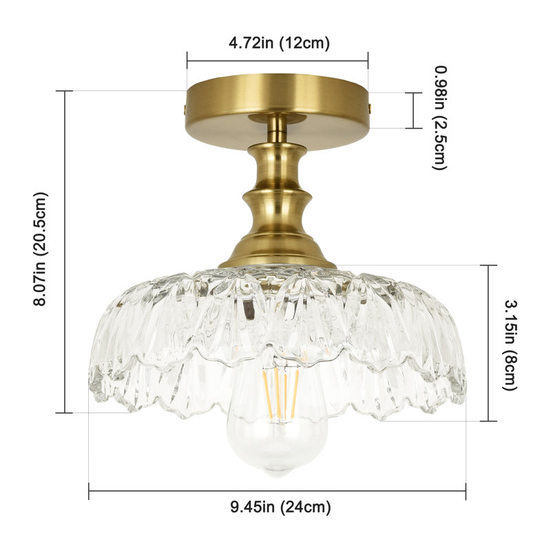 Plafonnier semi-encastré en verre Junathean, Transparent