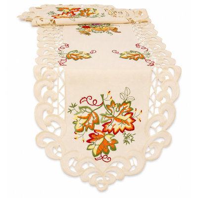 Weinberg Embroidered Cutwork Fall Table Runner
