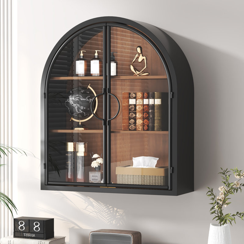 Vitrine murale arquée avec portes en verre trempé