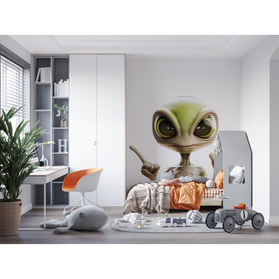 Cute Alien Wall Decal, Kids Room Sticker, Green Alien Wall Art, Space Theme Decor, Playroom Wall Mural, Nursery Wall Decor, 157Gm