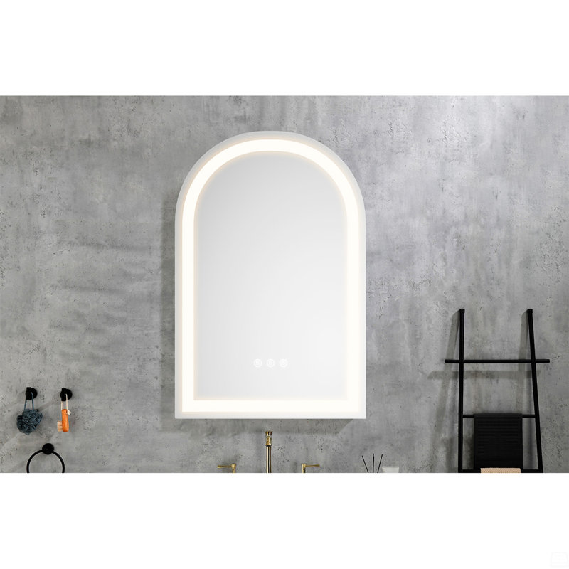 Miroir de salle de bain mural à DEL avec luminosité élevée et fonction anti-buée séparément, 30 po x 20 po