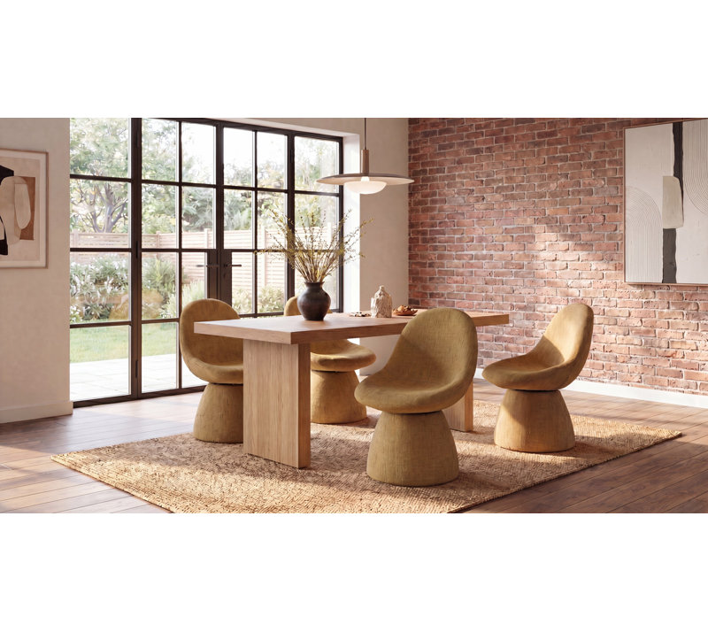 Swivel Accent Dining Chairs Modern Cone Base Side Chairs Ergonomic Curved Back Chairs for Kitchen Living Room Bedroom, Yellow