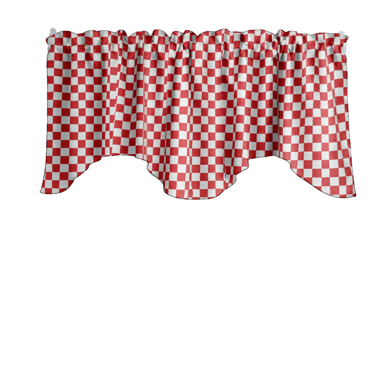 Cantonnière festonnée à carreaux, Rouge/blanc
