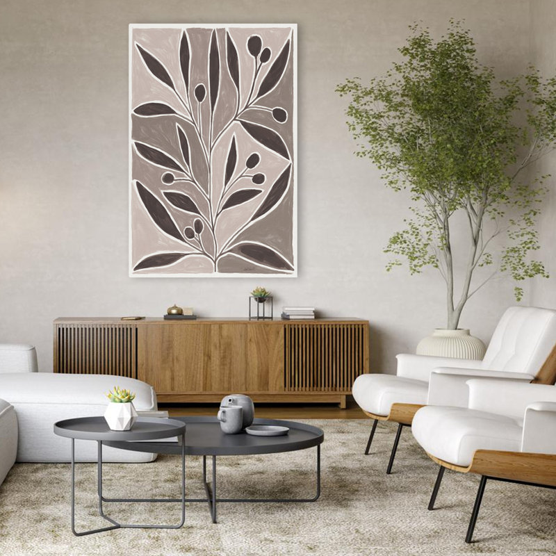 Feuille moderne gris neutre noir moderne, H 48 po x l 32 po