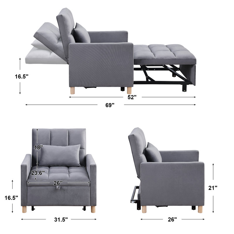 Chaise longue rembourrée Akuol, Velours gris