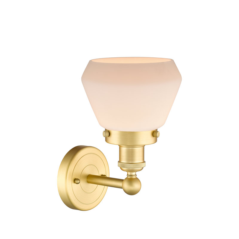 Carrboro Armed Sconce, Matte White, Satin Gold