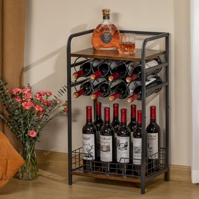 3-Tier Bar Table With 8-Bottle Wine Rack For Home Living Room by 17 Stories