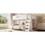 Lit simple superposé au-dessus de grand lit simple avec garde-robe intégrée, rangement et escalade enfantine, fabrication en bois massif (sans matelas)-132915887