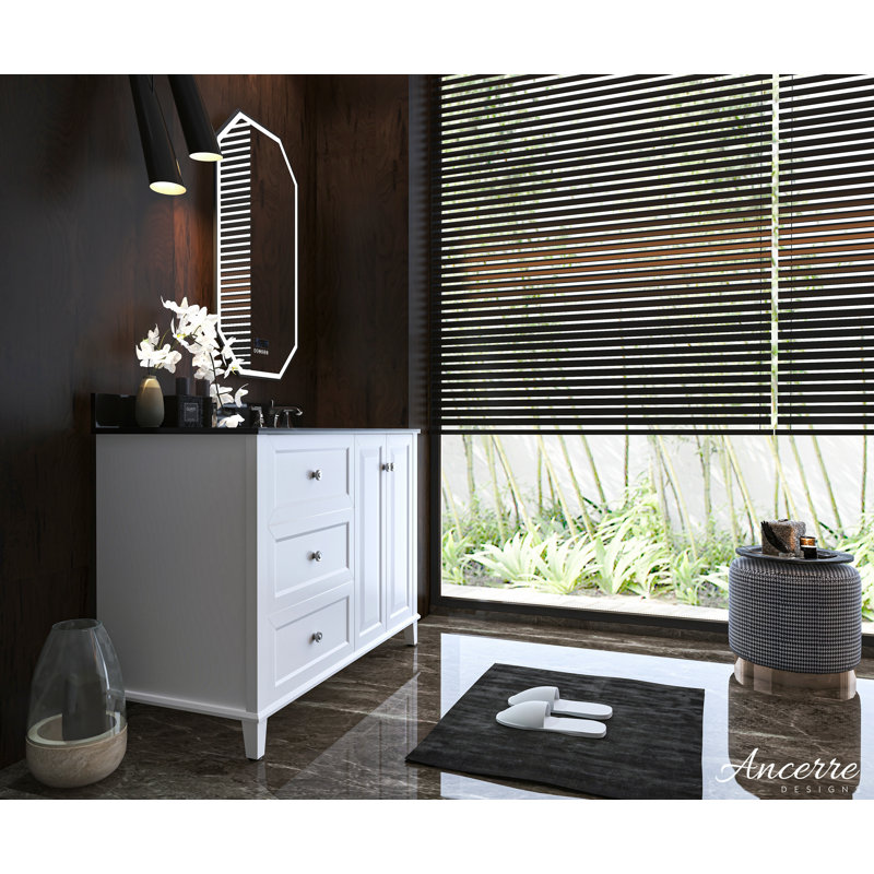 Hannah 48'' W Single Vanity, Black, White/Brushed Nickel, Right