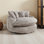 Fauteuil de 55 po de long en mousse de polyester, fauteuil rond surdimensionné, canapé-lit moderne moelleux pour le salon, la salle de détente et la salle de projection, fauteuil avec accoudoirs larges et coussins
