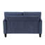 Bleu moderne moderne avec accoudoirs légèrement évasés et rembourrage en tissu à haute densité de faux bois noir