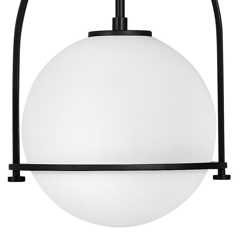 Luminaire suspendu Arie avec abat-jour sphérique, Noir, H 17 po x l 11,5 po x P 11,5 po