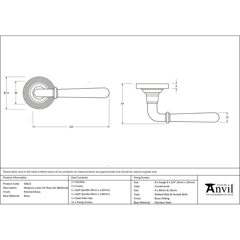 Single Dummy Door Handle, Polished Brass