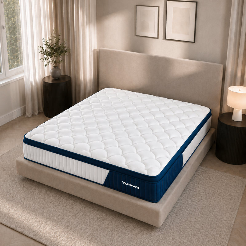 12" Queen Size Mattress, Medium Plush Hybrid with Individual Pocket Spring & Cooling Gel Memory Foam, Bed in a Box, CertiPUR-US Certified
