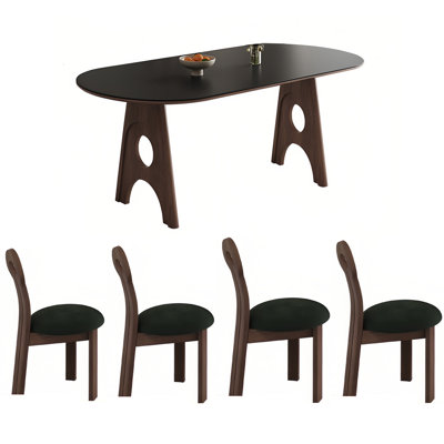 Simple Retro Home Dining Table 4 - Person Marble Top Double Pedestal Dining Set