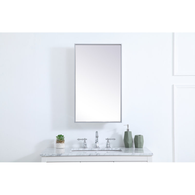 Clapp 28'' H Surface Mount Framed Medicine Cabinet with 2 Adjustable Shelves, Silver, 28" H x 17" W x 5" D