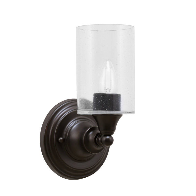 Wall Sconce Shown With 4" Clear Bubble Glass, Espresso