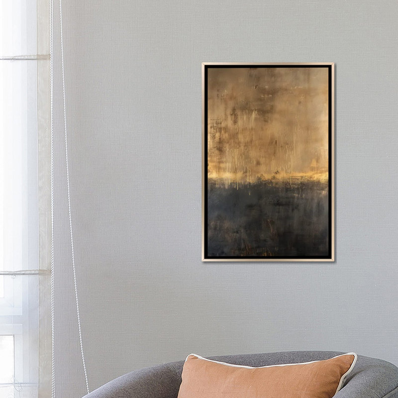La lumière commence, H 26 po x l 18 po x P 1,5 po, Pas de tapis, Toile encadrée champagne