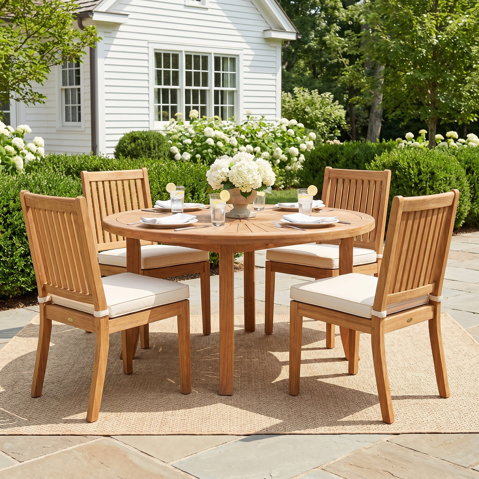 Dani Solid Wood Round Patio Dining Table with Built-In Lazy Susan, 29.5" H x 70.9" W x 70.9" D